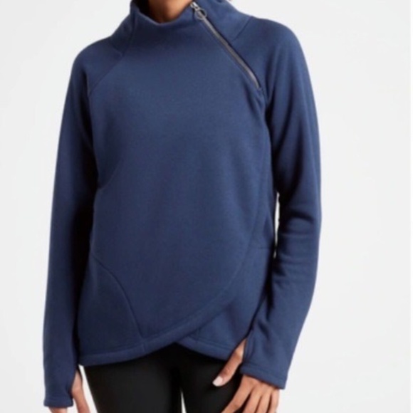 Athleta Tops - Athleta Cozy Karm Asym Pullover Fleece Navy Blue Sz 2X Cozy Soft Sweatshirt